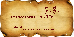 Fridvalszki Zalán névjegykártya